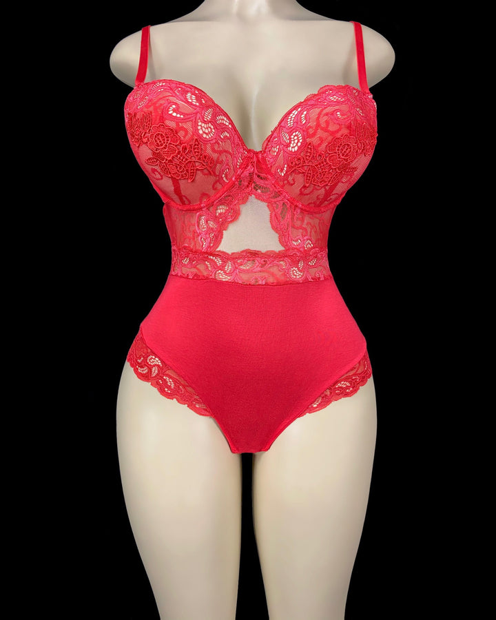 Red Pushup Lace Bodysuit
